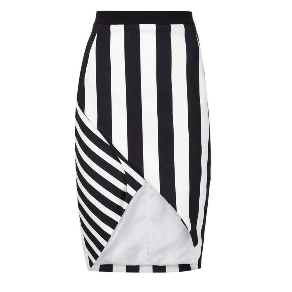 Mugler - Striped Stretch Crepe Skirt - FR 42